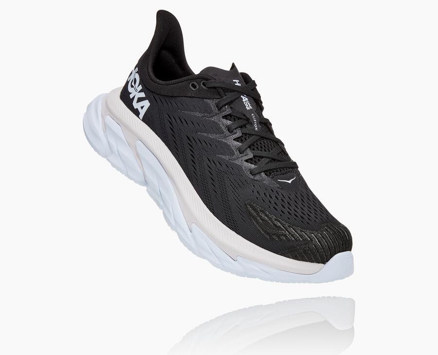 Hoka One One Clifton Edge Löparskor Herr - Svarta/Vita - MGESL-1289